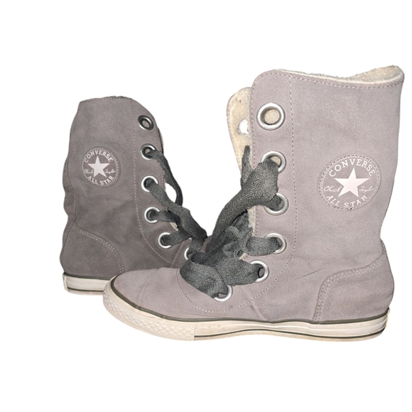 Converse Chuck Taylor Beverly Grey Suede High Top Lined Sneaker Women's sz 8.5 - Picture 5 of 10